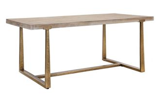 Mauro Ferretti Mesa de comedor rectangular de madera marr&oacute;n y metal cm 180x90x78