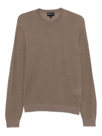 Emporio Armani textured crew-neck sweater - men - Virgin Wool/Elastane/Polyamide - L - Brown