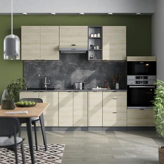 Vicco Mueble De Cocina Fame-line, Panel De Roble/antracita, 280 Cm, Et Antracita, Vicco