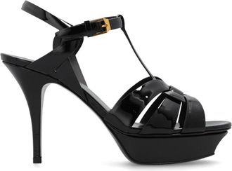 Saint Laurent Tribute Platform Sandalen - Dames - Sandalen met hakken - Zwart - 36 EU - Leer - Schoenen