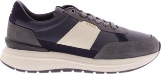 HUGO BOSS Mens Jace Suede Running Sneakers, Blue/Grey