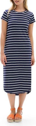 Hatley Stripe Jersey Midi Dress in Patriot Blue at Nordstrom, Size X-Small