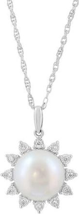 Effy Diamond & Freshwater Pearl Sun Pendant Necklace in Silver/White at Nordstrom Rack, Size 18