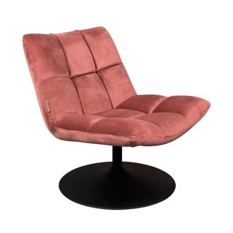 Dutchbone Sill&oacute;n giratorio de terciopelo rosa confortable