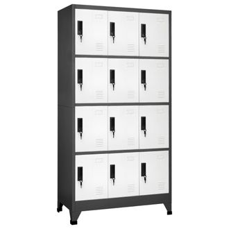 vidaXL Vidaxl - Taquilla De Acero Gris Antracita Y Blanco 90x45x180 Cm