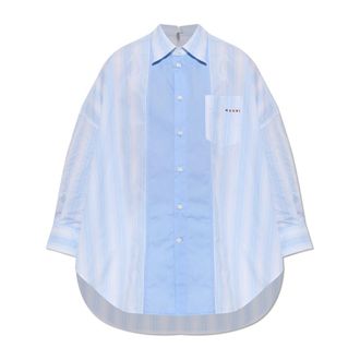Marni Shirts, female, Blue, Size: 2XS Asymmetrical Cut Shirt