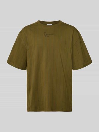 Karl Kani Relaxed Fit T-Shirt mit Logo-Stitching in Khaki, Gr&ouml;&szlig;e XXL