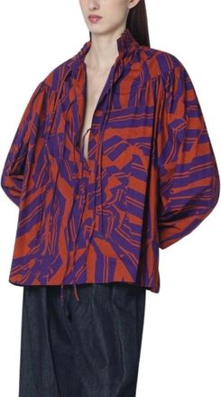 Dries Van Noten Camicetta con scollo arricciato - - Blouses & Shirts - Donna - Multicolore - S