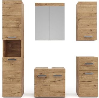 Vicco Conjunto De Muebles De Ba&ntilde;o Luna, Roble Wotan, 5 Piezas