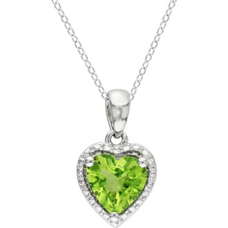 Delmar Sterling Silver Peridot Heart Pendant Necklace in Green at Nordstrom Rack