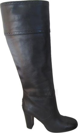 Tod's Black Tall Brogue Boots Size 35