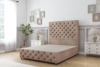 Sloomy Watson Naples Divan Base No Drawers - 54 Headboard & 12 Footboard in Light Brown | Size: Double