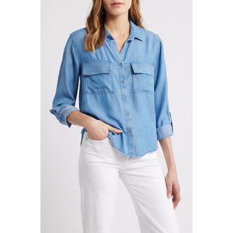Beach Lunch Lounge Fiorella Long Sleeve Button-Up Shirt in Medium Wash at Nordstrom, Size X-Small