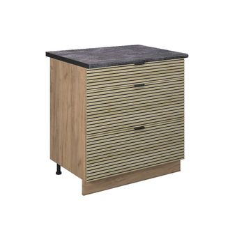 Vicco Mueble Bajo De Cocina Fame-line, Panel De Roble, 80 Cm Con 3 Cajones, Et Antracita
