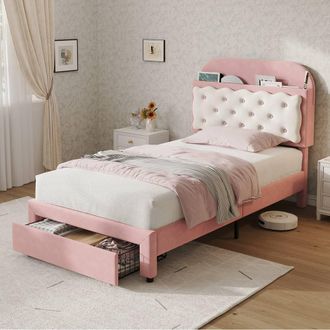 Matteo 3ft Single Velvet Bed Frame - Adjustable Headboard & Storage Drawer