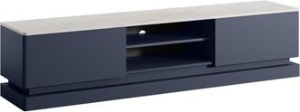 Pascal Morabito Mueble bajo de TV efecto madera azul oscuro, blanco