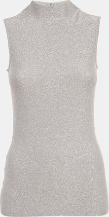 Reiss Silver Lurex Knit High Neck Aries Top