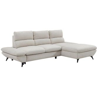 Vente-Unique Divano ad angolo destro convertibile con schienale avanti-indietro in velluto a coste beige LIORI