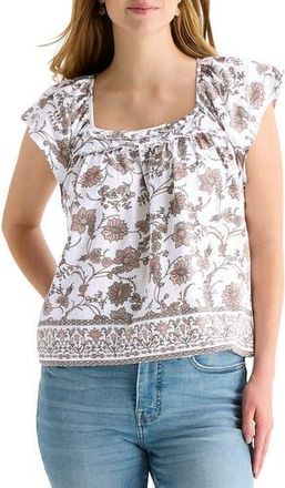Lucky Brand Mix Media Ruffle Top in Cream Multi at Nordstrom Rack, Size X-Small
