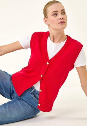 Roman Shell Button Front Knit Vest