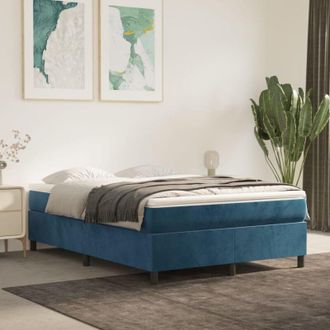 vidaXL Cama Box Spring Con Colch&oacute;n Terciopelo Azul Oscuro 140x200 Cm Vidaxl
