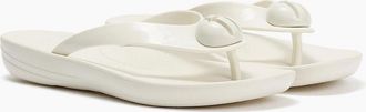 FitFlop Womens FitFlop Iqushion Glossy Button Womens Cream Flip Flops - White - Size: 5