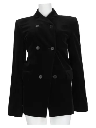 Khaite Black Shoulder-Padded Flap-Pocket Blazer