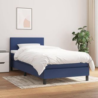 vidaXL Cama Box Spring Con Colch&oacute;n Tela Azul 100x200 Cm Vidaxl