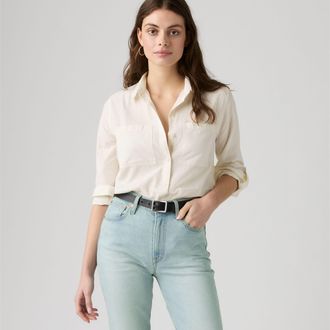 Levi's Aspen Utility Long Sleeve Shirt - Womens - L - White
