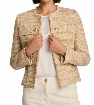 Weill Fringe Tweed Officer Jacket In Camylle Beige