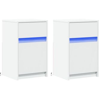 vidaXL Vidaxl - Bedside Cabinets with led Lights 2 pcs White Engineered Wood