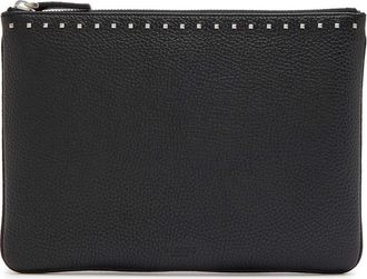 Valentino Garavani Rockstud-embellished Grained Leather Pouch - Black - One Size