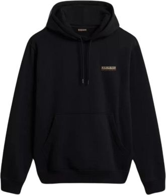 Napapijri Zwarte Katoenen Hoodie Geborstelde Sweater - Heren - Hoodies - Zwart - S - Katoen - Hoodies & sweatvesten