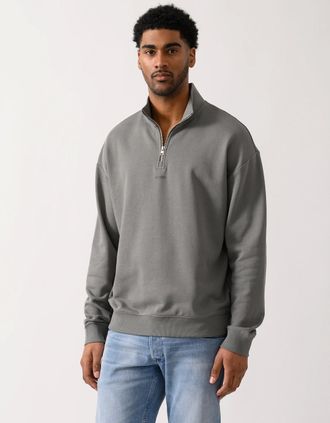 HUGO BOSS Mens HUGO Durty244 Mens 1/4 Zip Sweatshirt - Dark Grey 025 - Size: 42