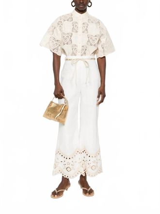 Zimmermann Wanderlust Flare Pants In Ivory