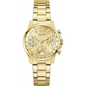 Guess Gw0933L2 Horloge - Dames - Accessoires - Geel - Maat: ONE Size Leer
