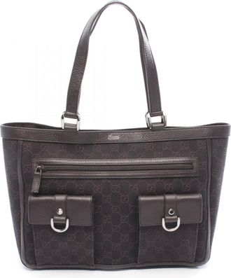 Gucci Brown Canvas Leather Tote Bag (Pre-Owned)