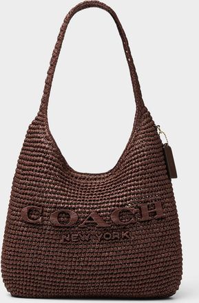 Coach Womens Brooklyn woven straw hobo bag