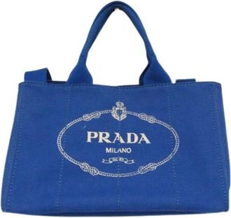 Prada Pre-owned Canvas Tote Bag - Dames - Vintage Shopper - Blauw - ONE Size - Vintage