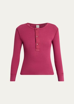 Chlo&eacute; Cotton Jersey Ribbed Long-Sleeve Top