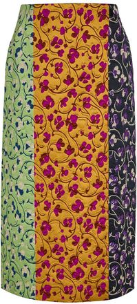 La DoubleJ LA Double J Pencil Floral-jacquard Woven Midi Skirt - Yellow - S (UK8-10 / S)