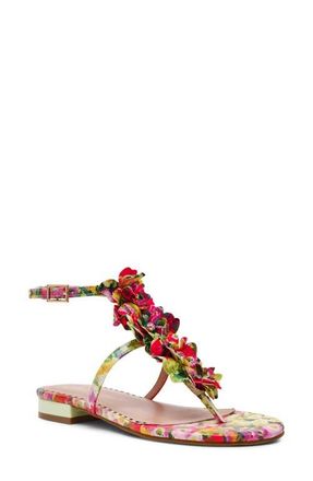 Betsey Johnson Kenedy Ankle Strap Sandal in Green Floral Multi at Nordstrom, Size 7.5