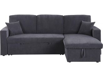 Habitat et Jardin Habitat Et Jardin - Divano Letto Angolare In Velluto A Coste alain - 3 Posti - Grigio