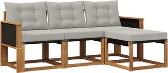 vidaXL Conjunto De Sof&aacute;s De Exterior 4 Uds. Natural Y Gris Claro Vidaxl