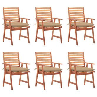 vidaXL Vidaxl - Sillas Comedor De Jard&iacute;n Y Cojines 6 Uds Madera Maciza Acacia