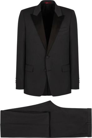 Gucci Wollen Tweedelig Pak met Satijnen Kraag - Heren - Business pakken - Grijs - M - Wol - Kostuums