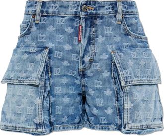 Dsquared2 Light Wash Cargo Shorts - Dames - Denim shorts - Blauw - M - Katoen - Korte Broeken