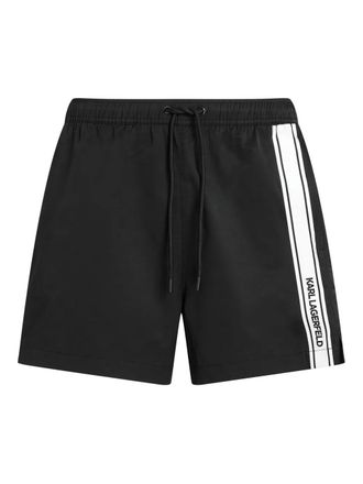 Karl Lagerfeld elongated-logo swim shorts - Black