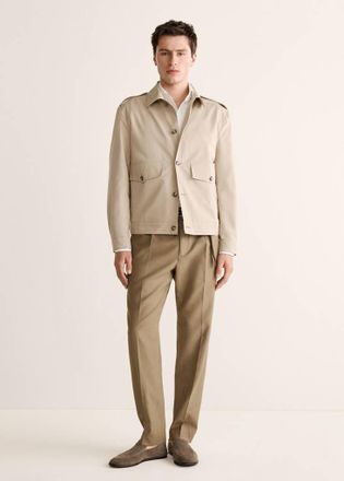 Mango Giacca leggera in misto cotone con tasche beige - Uomo - XL - MANGO MAN