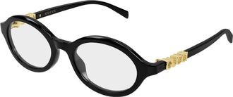 Gucci Glasses, unisex, Black, Size: 51 MM Round Optical Frame
